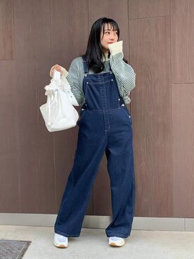 「ガーリーコーデ」｜「アイテム（サロペット/オーバーオール）」を使った、ななさん（レディース・163cm）の秋コーディネート