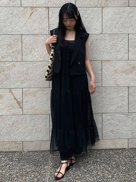 「CORNERS（コーナーズ）のカーブパンツ（スラックス）」を使った、ななさん（レディース・163cm）の夏コーディネート