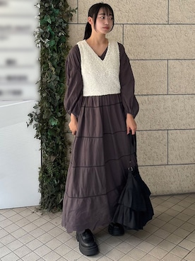 「厚底ブーツ」｜「アイテム（その他）」を使った、ななさん（レディース・163cm）の秋コーディネート