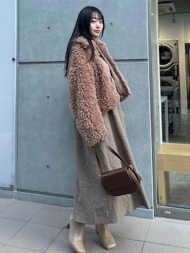 「ボア」｜「アイテム（その他）」を使った、ななさん（レディース・163cm）の冬コーディネート