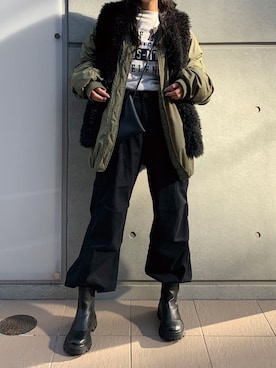 「corners」｜「アイテム（MA-1）」を使った、ななさん（レディース・163cm）の冬コーディネート