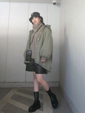 「秋トレンド2021」｜「アイテム（ダウンジャケット/コート）」を使った、ななさん（レディース・163cm）の秋コーディネート