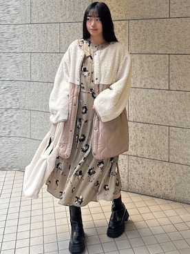 「ボア」｜「アイテム（その他）」を使った、ななさん（レディース・163cm）の冬コーディネート