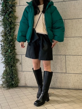 「CORNERS（コーナーズ）のアイテム（ダウンジャケット/コート）」を使った、ななさん（レディース・163cm）の冬コーディネート