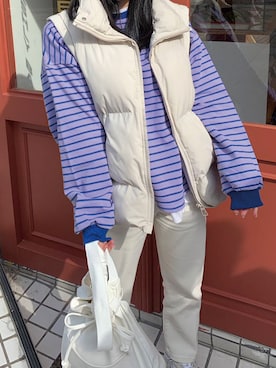 「春服デビュー宣言」｜「アイテム（ダウンベスト）」を使った、ななさん（レディース・163cm）の春コーディネート