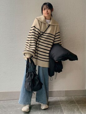 「CORNERS（コーナーズ）のアイテム（ダウンジャケット/コート）」を使った、ななさん（レディース・163cm）の冬コーディネート