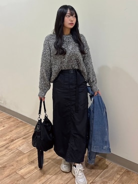 「グリッター」｜「アイテム（スカート）」を使った、ななさん（レディース・163cm）の春コーディネート