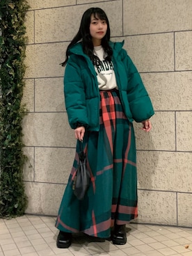 「CORNERS（コーナーズ）のアイテム（ダウンジャケット/コート）」を使った、ななさん（レディース・163cm）の冬コーディネート