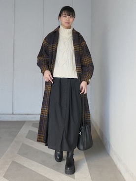 「CORNERS（コーナーズ）のアイテム（ステンカラーコート）」を使った、ななさん（レディース・163cm）の冬コーディネート