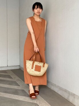 「CORNERS by KR（コーナーズバイケーアール）のCORNERS by KR　バスケットかごバッグ（かごバッグ）」を使った、ななさん（レディース・163cm）の夏コーディネート