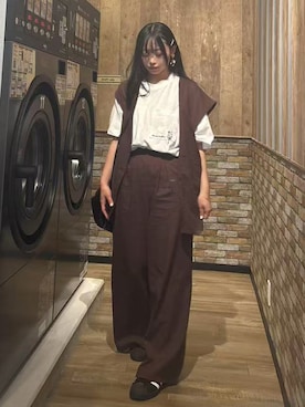 「アイテム（スラックス）」を使った、ななさん（レディース・163cm）の夏コーディネート