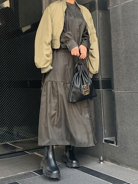 「corners」｜「アイテム（MA-1）」を使った、ななさん（レディース・163cm）の秋コーディネート