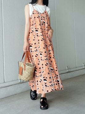 「CORNERS by KR（コーナーズバイケーアール）のCORNERS by KR　バスケットかごバッグ（かごバッグ）」を使った、ななさん（レディース・163cm）の夏コーディネート