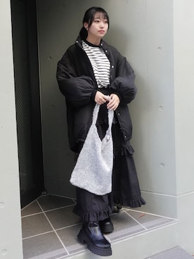 「CORNERS（コーナーズ）のアイテム（ダウンジャケット/コート）」を使った、ななさん（レディース・163cm）の冬コーディネート