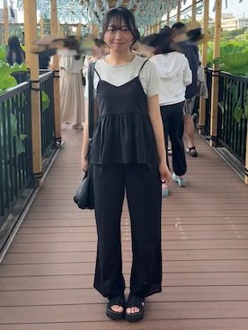 「アイテム（サロペット/オーバーオール）」を使った、ななさん（レディース・163cm）の夏コーディネート