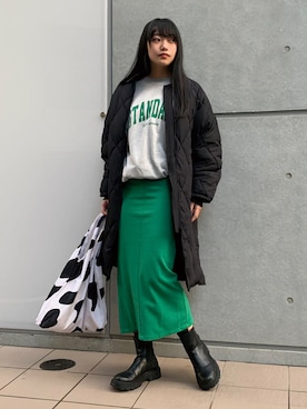 「CORNERS（コーナーズ）のアイテム（ダウンジャケット/コート）」を使った、ななさん（レディース・163cm）の冬コーディネート