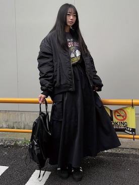 「冬服コーデ」｜「アイテム（ブルゾン）」を使った、ななさん（レディース・163cm）の冬コーディネート