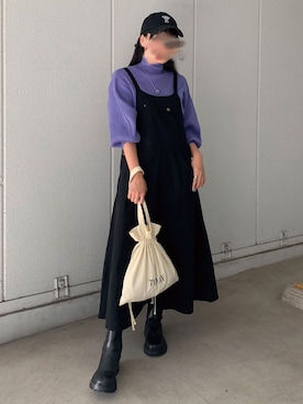 「重ね着ベストシーズン」｜「アイテム（ジャンパースカート）」を使った、ななさん（レディース・163cm）の秋コーディネート