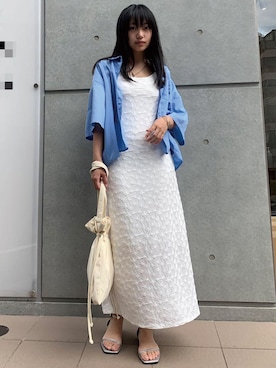 「CORNERS（コーナーズ）のアイテム（タンクトップ）」を使った、ななさん（レディース・163cm）の夏コーディネート
