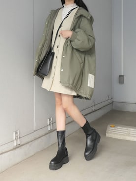 「モンスターパーカー」｜「アイテム（その他）」を使った、ななさん（レディース・163cm）の冬コーディネート