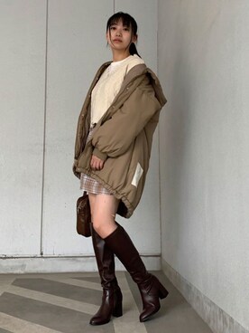 「秋トレンド2021」｜「アイテム（ダウンジャケット/コート）」を使った、ななさん（レディース・163cm）の秋コーディネート