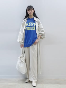 「アイボリー」｜「アイテム（トレンチコート）」を使った、ななさん（レディース・163cm）の春コーディネート