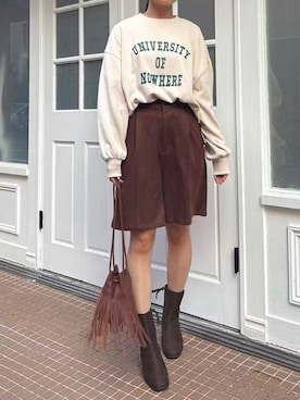 「CORNERS（コーナーズ）のアイテム（ショルダーバッグ）」を使った、ななさん（レディース・163cm）の秋コーディネート
