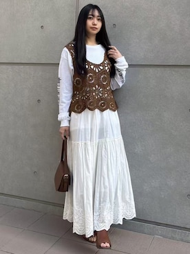 「CORNERS（コーナーズ）のアイテム（タンクトップ）」を使った、ななさん（レディース・163cm）の春コーディネート