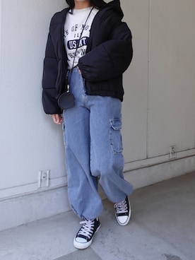 「CORNERS（コーナーズ）のアイテム（ダウンジャケット/コート）」を使った、ななさん（レディース・163cm）の冬コーディネート