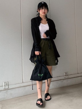 「CORNERS（コーナーズ）のアイテム（タンクトップ）」を使った、ななさん（レディース・163cm）の夏コーディネート