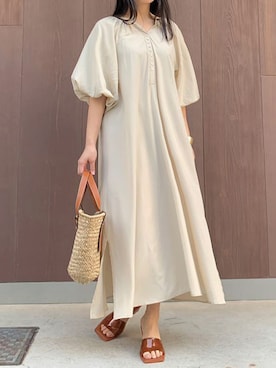 「CORNERS by KR（コーナーズバイケーアール）のCORNERS by KR　バスケットかごバッグ（かごバッグ）」を使った、ななさん（レディース・163cm）の春コーディネート