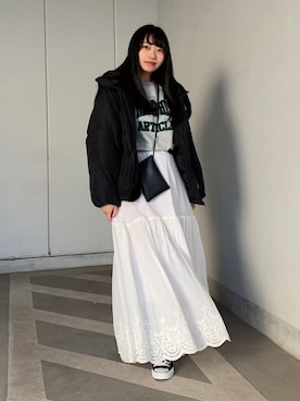 「CORNERS（コーナーズ）のアイテム（ダウンジャケット/コート）」を使った、ななさん（レディース・163cm）の冬コーディネート