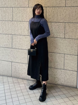 「スリット」｜「アイテム（その他）」を使った、ななさん（レディース・163cm）の秋コーディネート