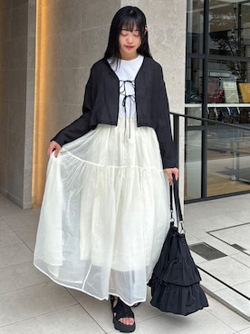 「オーガンジー」｜「アイテム（その他）」を使った、ななさん（レディース・163cm）の夏コーディネート
