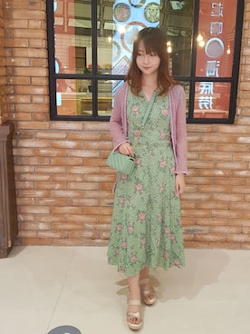 「バラ柄」｜「アイテム（ワンピース/ドレス）」を使った、yemiさん（レディース・153cm）の夏コーディネート