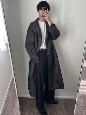 「epnok（エプノック）のアイテム（チェスターコート）」を使った、どるうぇんさん（メンズ・177cm）の春コーディネート