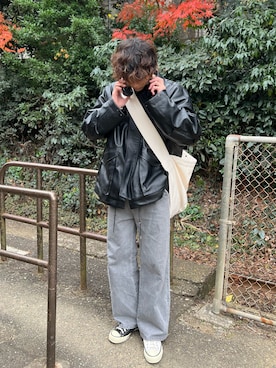 「アイテム（ショルダーバッグ、ホワイト系）」を使った、どるうぇんさん（メンズ・177cm）の冬コーディネート