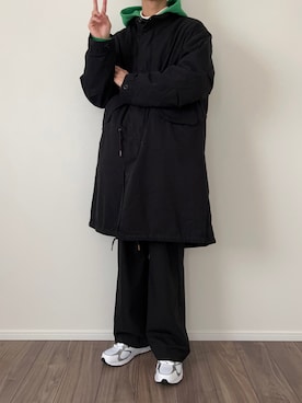 「差し色」｜「アイテム（モッズコート）」を使った、どるうぇんさん（メンズ・177cm）の冬コーディネート