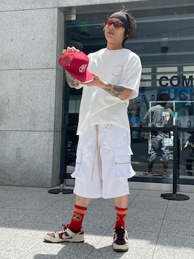 「原宿」｜「アイテム（Tシャツ/カットソー）」を使った、natsushiさん（メンズ・175cm）の夏コーディネート