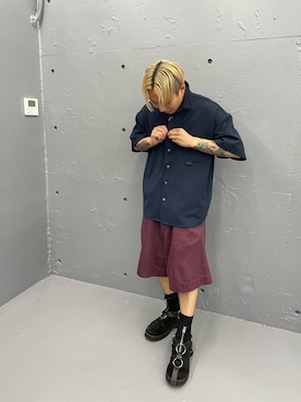 「WHITELAND（ホワイトランド）のWHITELAND/ホワイトランド/ビッグポロシャツ（ポロシャツ、ブルー系）」を使った、natsushiさん（メンズ・175cm）の夏コーディネート