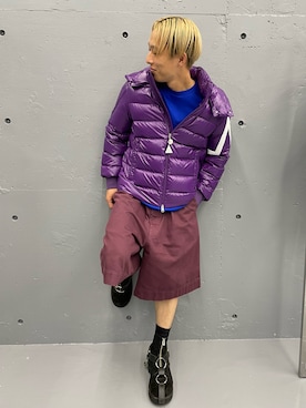 「A4A（エーフォーエー）のA4A/エーフォーエー/シルケットポケット半袖Tシャツ（Tシャツ/カットソー、ブルー系）」を使った、natsushiさん（メンズ・175cm）の夏コーディネート