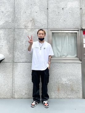 「原宿」｜「アイテム（カーゴパンツ）」を使った、natsushiさん（メンズ・175cm）の夏コーディネート