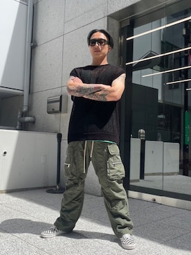 「原宿」｜「アイテム（カーゴパンツ）」を使った、natsushiさん（メンズ・175cm）の夏コーディネート