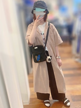 「moitytto」｜「アイテム（シャツワンピース）」を使った、もりあず。さん（レディース・158cm）の夏コーディネート