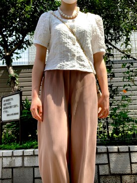 「【ACCESSORIES】（アクセサリーズ）のアイテム（ネックレス、ゴールド系）」を使った、@_eさん（レディース・152cm）の夏コーディネート