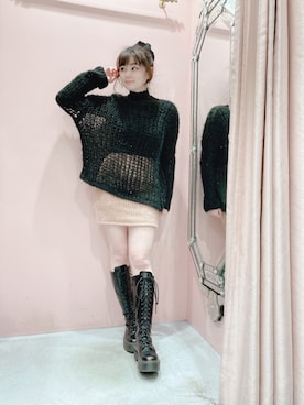 「アイテム（シュシュ）」を使った、ゆずさん（レディース・155cm）の冬コーディネート