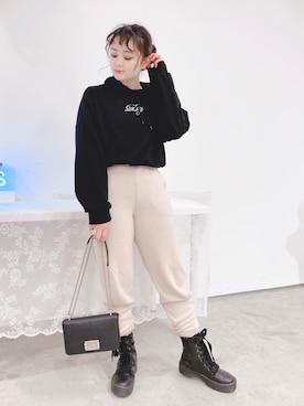 「アイテム（シュシュ）」を使った、ゆずさん（レディース・155cm）の冬コーディネート