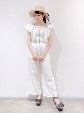 「リルリリー」｜「アイテム（オールインワン・サロペット）」を使った、ゆずさん（レディース・155cm）の夏コーディネート