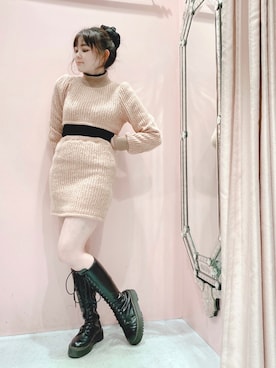 「アイテム（シュシュ）」を使った、ゆずさん（レディース・155cm）の冬コーディネート