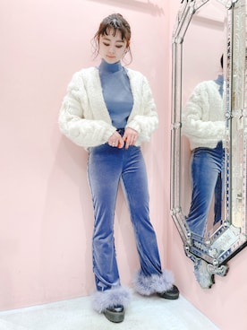 「blue」｜「アイテム（ニット/セーター）」を使った、ゆずさん（レディース・155cm）の冬コーディネート